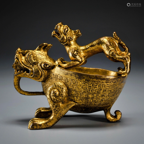 A Gilt-bronze Cup Wine Vessel Qing Dynasty