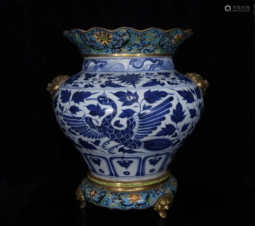 Yuan Dynasty blue and white phoenix play peony pattern