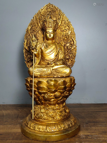 Old collection of pure copper gilt buddha statues and