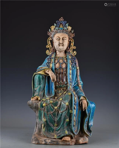 Element Sancai Freedom Guanyin Antique Antiques Antique