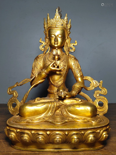 A collection of pure copper gilt Buddha statues