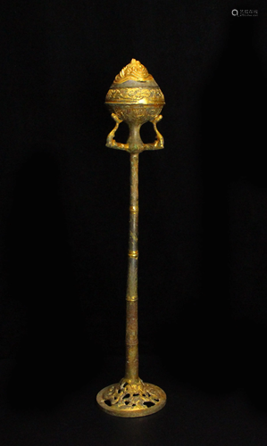 Collection of Han Dynasty bronze partial gilt bamboo