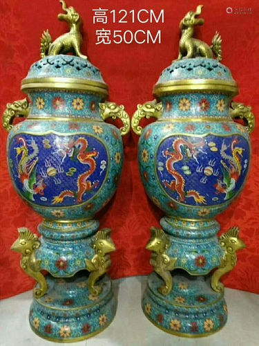 Gilt bronze cloisonnÃ© enamel made during the Qianlong