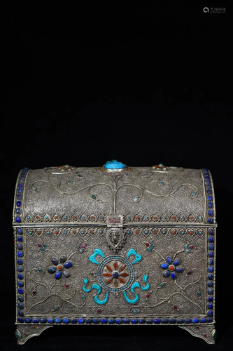 Tibetan silver is hand-beated, engraved, and inlaid