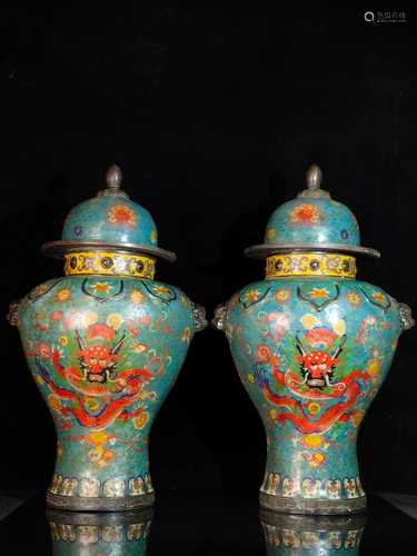 A pair of cloisonne cloisonne big general pots of pure