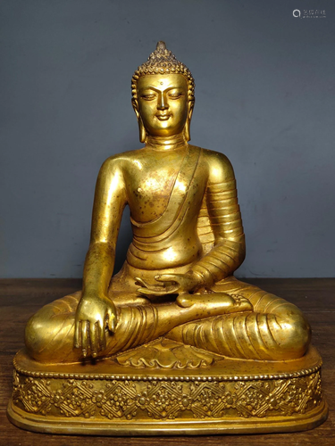 Old collection of pure copper gilt Buddha statues, a