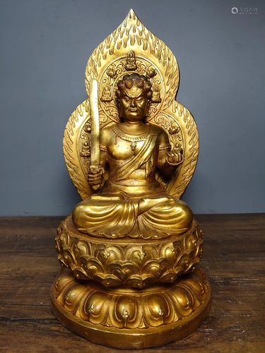 Old collection of pure copper gilt Buddha statues Fudo