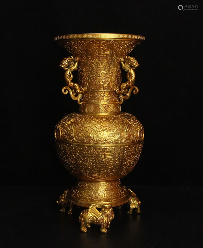 A collection of gilt dragon bottles from the Qing