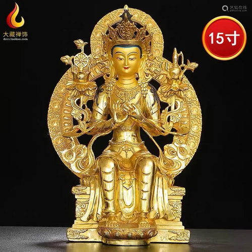 Nepalese Buddhism Maitreya statue ornaments Pure cop…