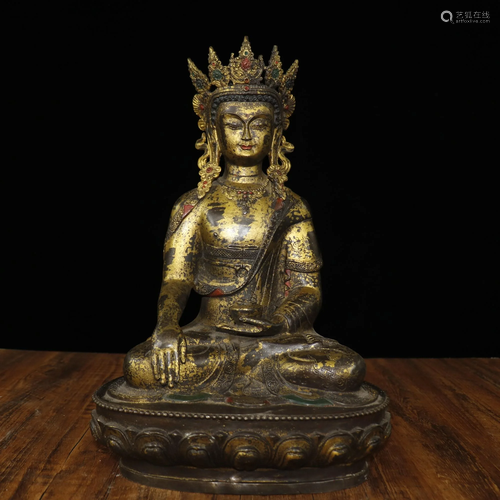 A collection of pure copper gilt Buddha statues, a Tara