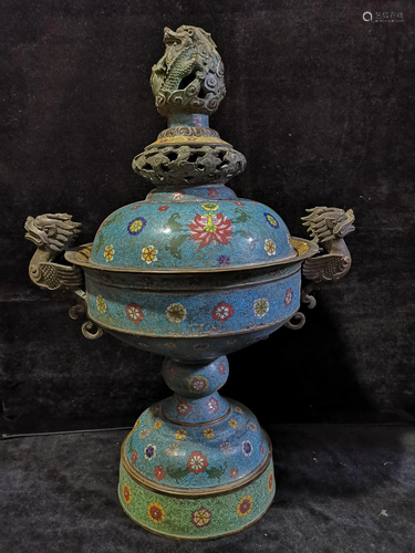 The size of the cloisonne incense burner in the