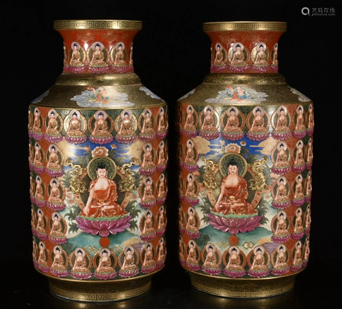 The price of a gilt enamel-carved gilt Buddha bottle in