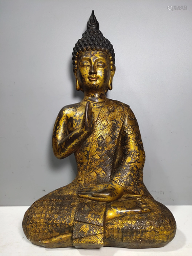 Old collection of pure copper gilt Buddha statues, a