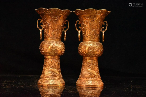 Collection of gilt bronze and real gold, a pair of