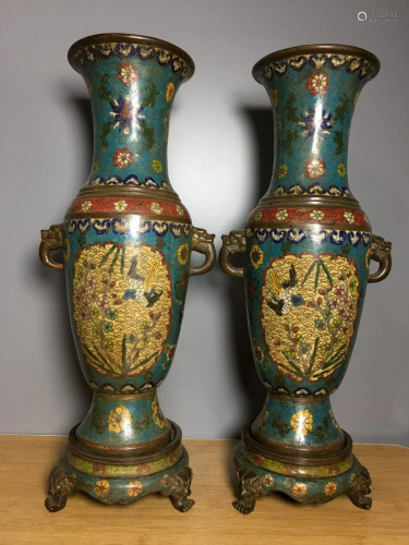 Cloisonne vase, single length 18 cm, diameter 13 cm,