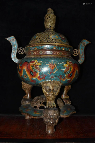 Old cloisonne incense burnerSize