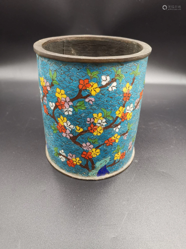 An Old collection of cloisonne plum blossom pen holder