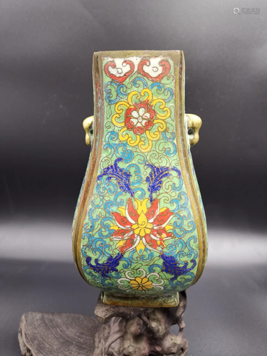 A cloisonne gilt square bottle