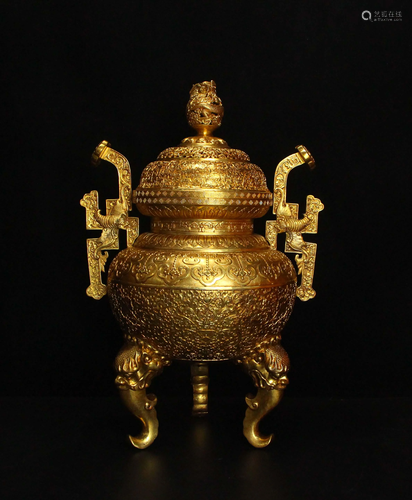 A collection of gilt round smokers from the Qing