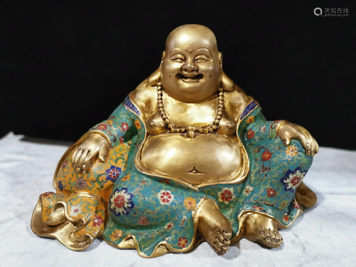 A cloisonne gilt Maitreya Buddha