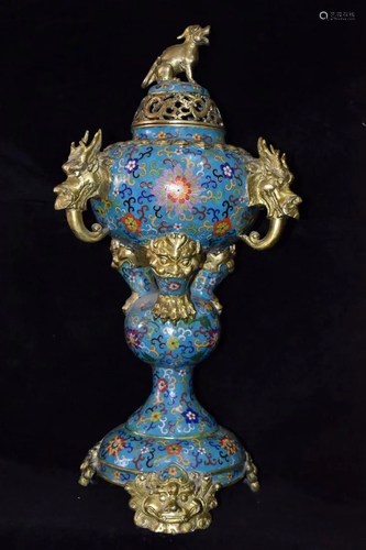 Old cloisonne incense burnerSize