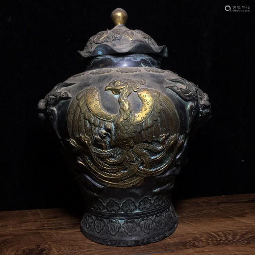 Pure copper jar, 30 cm high, 21 cm wide, weighs 2810