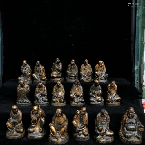 Old copper gilt Eighteen Arhats