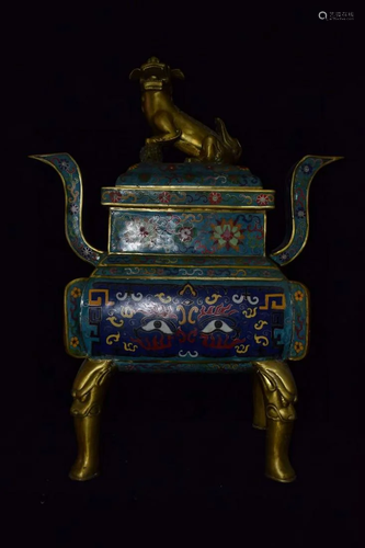 An old collection of cloisonne incense burners in the