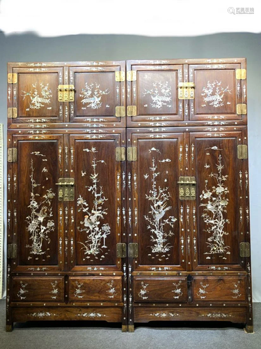 A pair of high-quality old huanghuali cabinets are