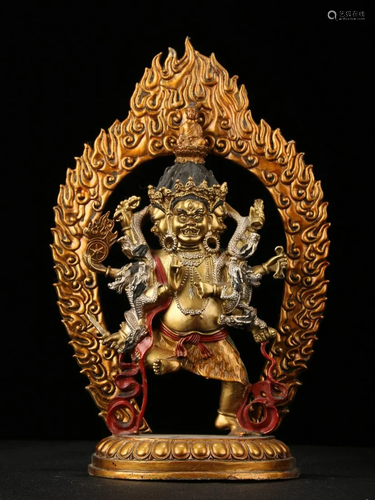 Pure copper painted filthy Vajra statueHeight 34cm,