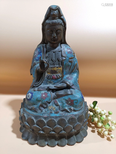 Old Cloisonne Buddha StatueHeight 25.5 cm, width 15.5