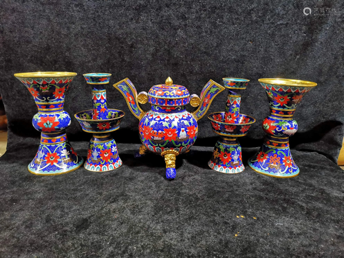 Five of Cloisonne in the Old CollectionHeight 19 cm2.25