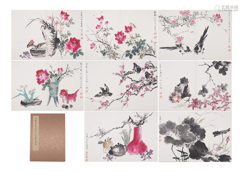 A CHINESE PAINTING ALBUM OF FLOWERS AND BIRDS