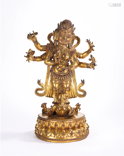 A CHINESE GILT BRONZE FIGURE OF BUDDHA