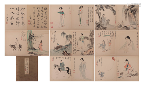 A TWENTY-SIX PAGES CHINESE PAINTING ALBUM OF FIG…