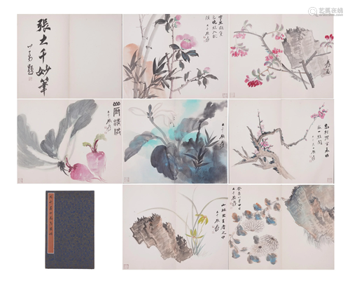 A CHINESE PAINTING ALBUM OF FLOWERS AND VEGETABLES