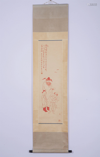 A CHINESE SCROLL PAINTING DEPICTING ZHONG-KUI