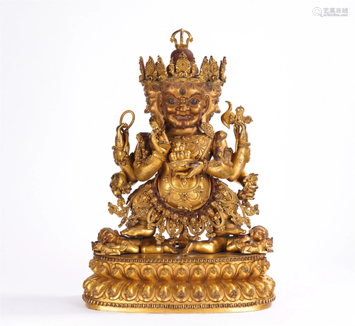 A CHINESE GILT BRONZE FIGURE OF BUDDHA