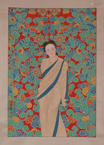 A CHINESE FIGURE PAINTING OF A LADY