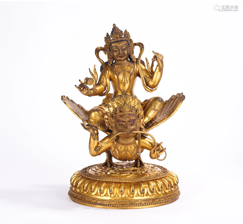 A CHINESE GILT BRONZE FIGURE OF BUDDHA