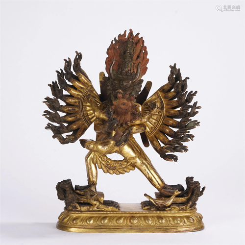 A CHINESE GILT BRONZE FIGURE OF BUDDHA