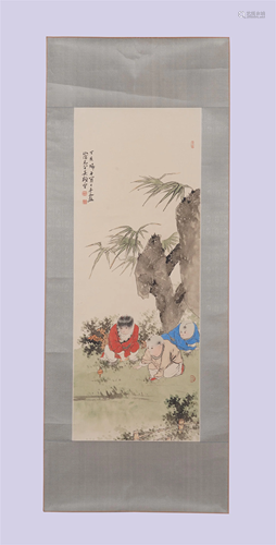 A CHINESE PAINTING DEPICTING CHILDREN-AT-PLAY