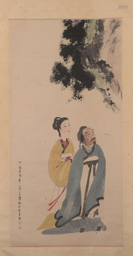 A CHINESE PAINTING OF FIGURES