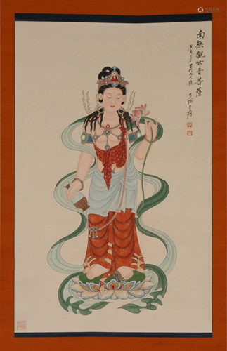 A CHINESE SCROLL PAINTING OF BUDDHA