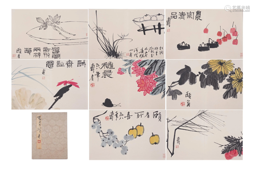 A CHINESE PAINTING ALBUM OF FLOWERS AND FRUITS