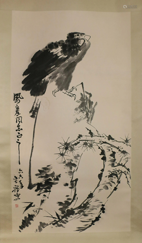 A CHINESE SCROLL PAINTING OF EAGLE