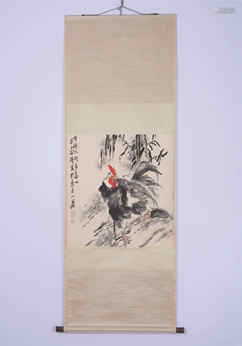 A CHINESE SCROLL PAINTING OF ROOSTER