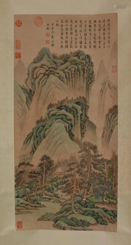 A CHINESE LANDSCAPE PAINTING HANGING SCROLL