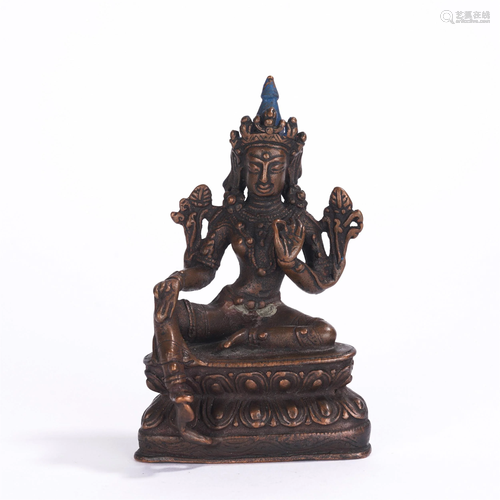 A CHINESE BRONZE SEATED FIGURE OF TIBETAN BUDDHA