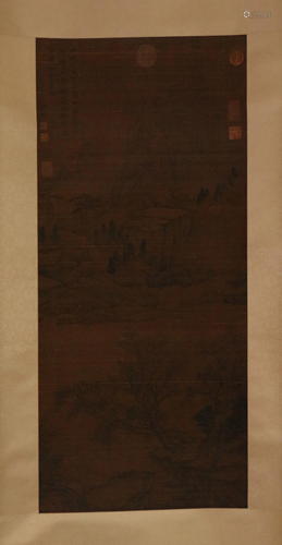 A CHINESE LANDSCAPE PAINTING HANGING SCROLL